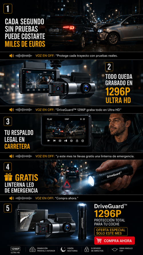 DriveGuard™ 1296P – Pack Protección Total al Volante